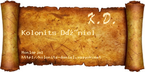 Kolonits Dániel névjegykártya
